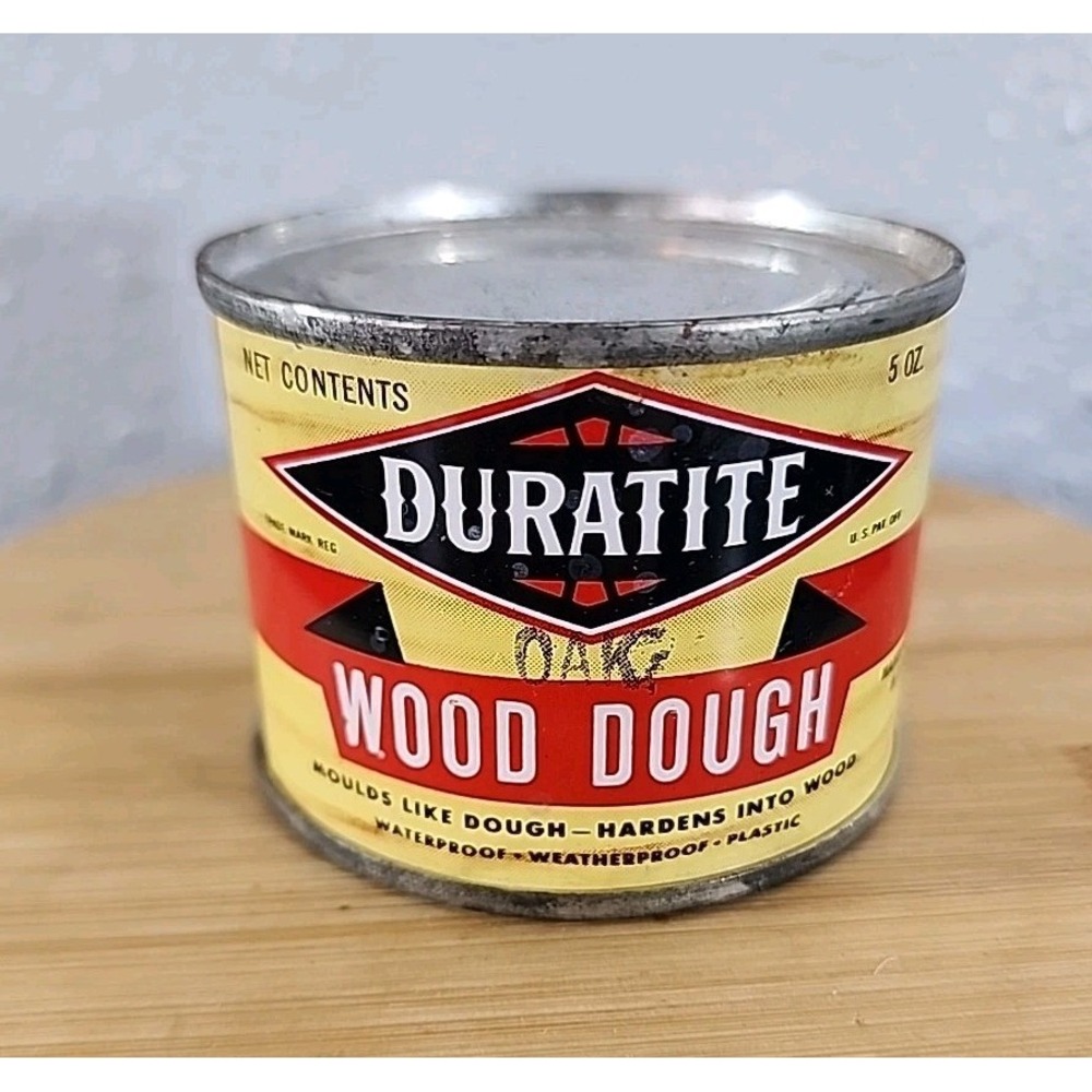 Vintage Duratite Wood Dough Walnut Color Full Tin